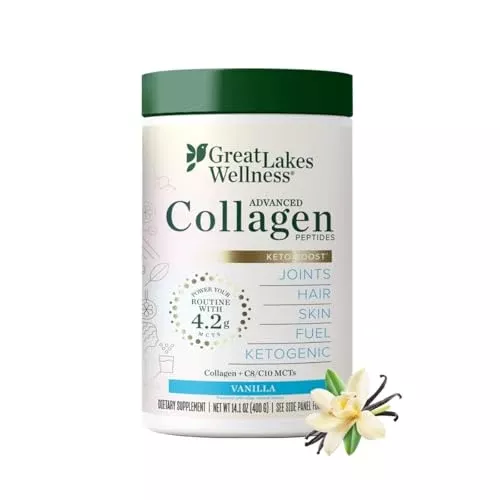 Great Lakes Wellness Daily Keto Collagen Non-Dairy Creamer, Vanilla, 14.1 Ounce