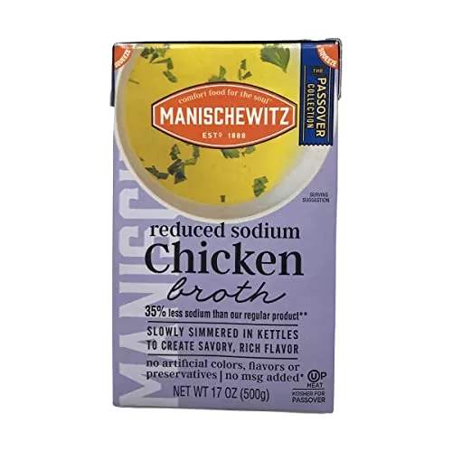 manischewitz-low-sodium-chicken-broth-passover-case-12-17-fl-oz Manischewitz Low Sodium Chicken Broth for Passover, Case of 12, 17 Fl Oz